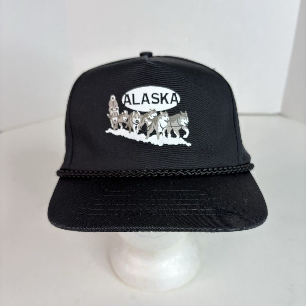 Vintage Alaska Sled Dog SnapBack Hat, Cord, Black, Headliners